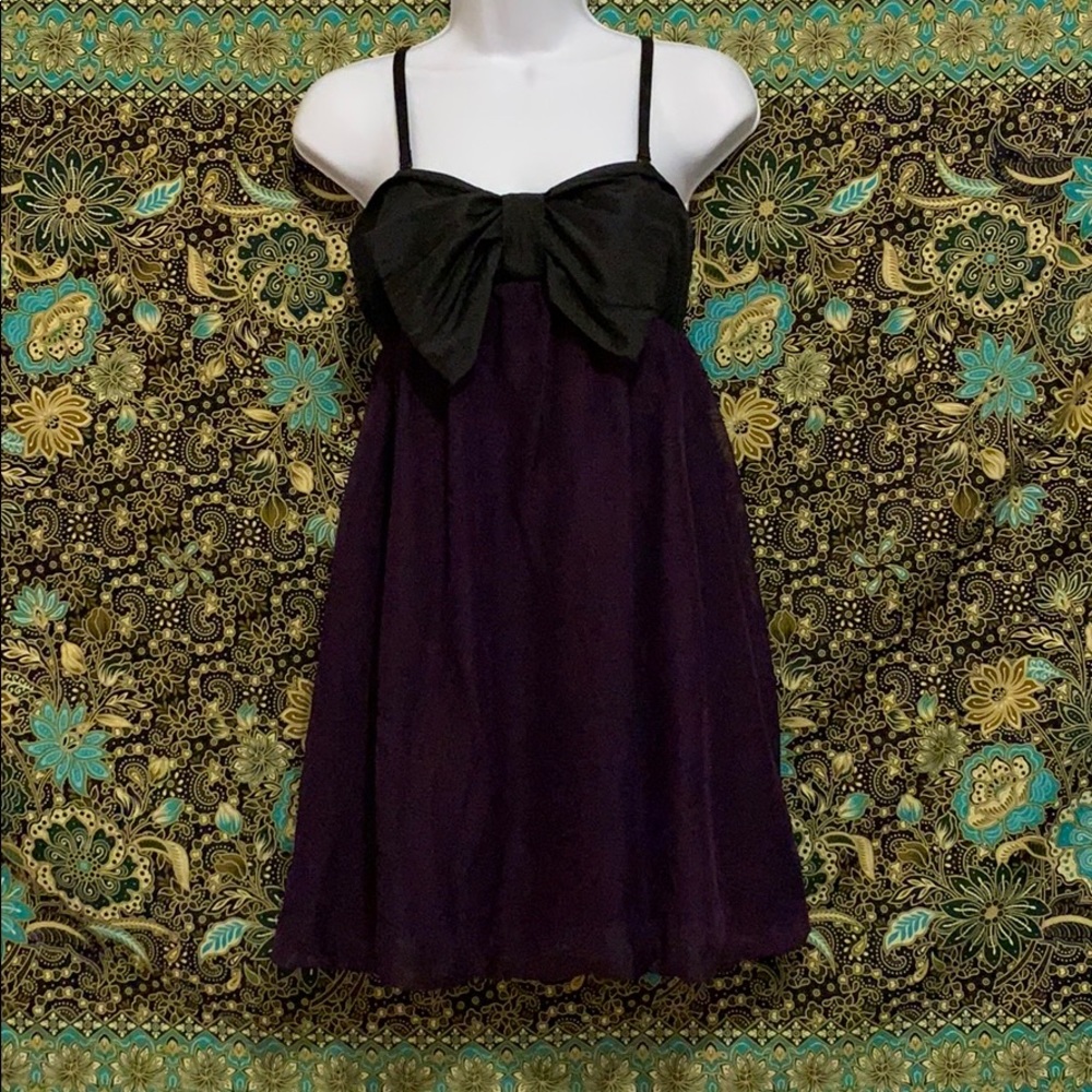 Xhilaration Medium Black Bow Purple Mini Dress